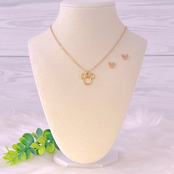 Mickey Mouse Stainless Steel Necklace and Earring Set - Picture 2 of 10
